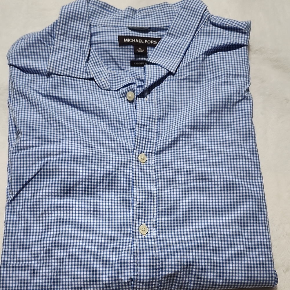 Michael Kors Men's Blue Gingham Shirt